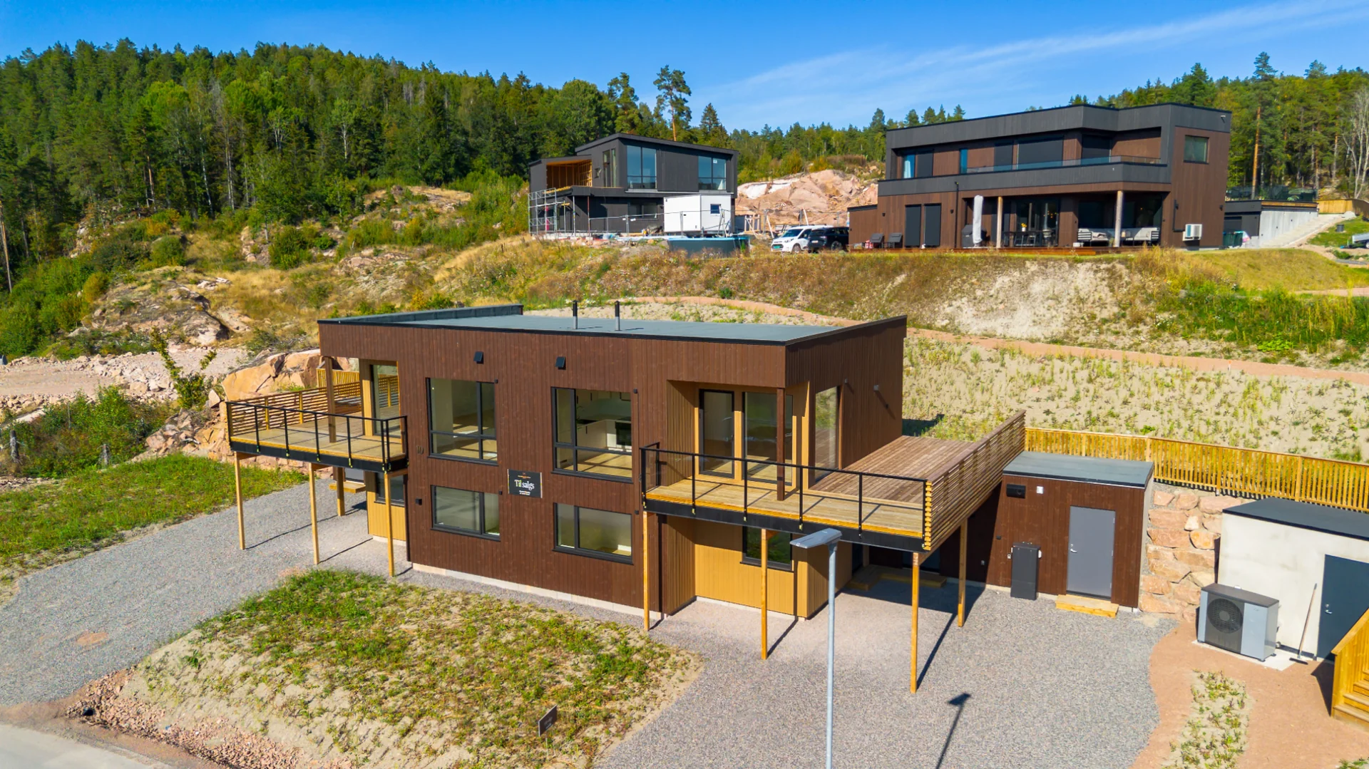 Eksteriør av nybygget enebolig på Bjørndalåsen